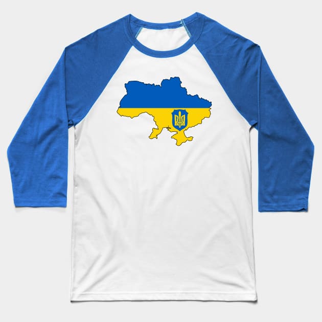 Ukraine Flag Map Baseball T-Shirt by Scar